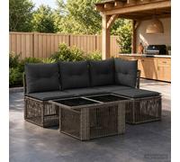 Ensemble de canapé de jardin 5 pc polyrotin Salon en Rotin Poly vidaXL vidaXL