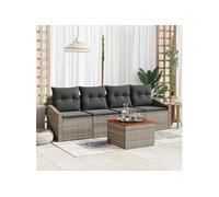 Ensemble de canapé de jardin avec coussin 5 pcs polyrotin Transat vidaXL vidaXL