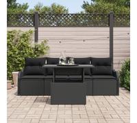 Ensemble De Canapé De Jardin 5 Pièces Vidaxl Avec Coussins En Poly Rattan Noir, Canapé De Jardin 2 Places Vidaxl Avec Rangement Et Coussins En Poly Rattan Noir