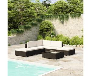 Ensemble de canapé de jardin 6 pcs avec coussins en polyrotin