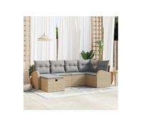 Ensemble de canapé de jardin 6 pièces avec coussins Beige Rotin 3359079