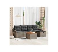 vidaXL Ensemble de canapé de jardin 6 pièces avec coussins gris en rotin synthétique 3360779 Gris G