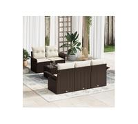 vidaXL Ensemble de canapé de jardin 6 pièces avec coussins Rattan poly brun