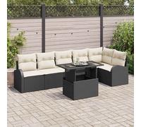 vidaXL Ensemble de canapé de jardin 7 pièces Poly rotin – Coussins, canapé 2 places avec rangement