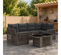 vidaXL Ensemble de canapé de jardin 7 pc réglable polyrotin modulaire Beige et blanc crème
