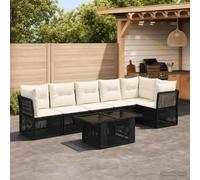 vidaXL Ensemble de canapé de Jardin 7 pc Noir polyrotin