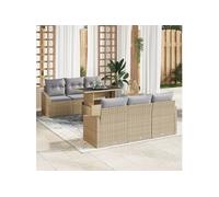 Ensemble De Canapé De Jardin Vidaxl 7 Pièces Beige Et Gris Rattan, Acier