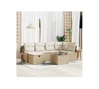 Ensemble de canapé de jardin 7 pièces avec coussins Beige Poly Rattan 3360522