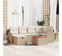 Ensemble De Canapé De Jardin 7 Pièces Avec Coussins Beige Poly Rotin Vidaxl, Canapé De Jardin 2 Places Avec Rangement Et Coussins Beige Poly Rotin Vidaxl