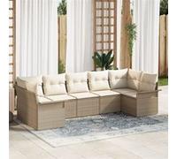 Ensemble de Canapé de Jardin 7 pièces avec coussins en poly rattan beige Beige G