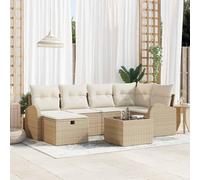 Ensemble de canapé de jardin, 7 pièces, en polyrotin, beige/crème, 234 x 124 x 85 cm, meuble d'extérieur modulaire avec coussins, pour terrasse, balcon et jardin