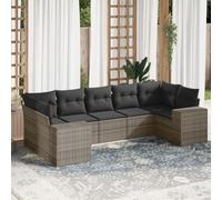 Ensemble de canapé de jardin 7 pièces en polyrotin gris avec espace de rangement et sacs imperméables, résistants aux UV, design modulaire pour terrasse et balcon, 170-190 caractères