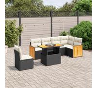 Ensemble de canapé de jardin 7 pièces en polyrotin robuste, table réglable, résistante aux UV, pour patio, balcon, terrasse, mobilier d'extérieur pour conversation de jardin