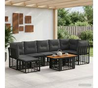 vidaXL Ensemble de canapé de Jardin 8 pc Noir et Gris foncé polyrotin