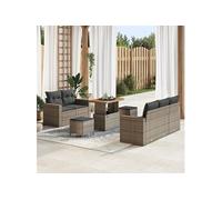 vidaXL Ensemble de canapé de jardin 8 pièces gris polyrotin avec coussins moderne robuste