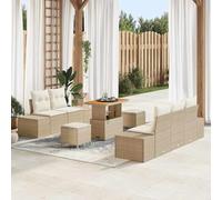 Ensemble de canapé de jardin 8 pièces Beige/crème Poly rotin Acier, 90 x 55 x 71 cm, meubles d'extérieur modulaires pour terrasse, avec espace de rangement