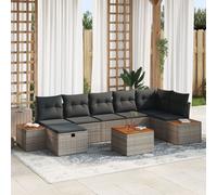 Ensemble de canapé de jardin 8 pièces gris avec coussins
