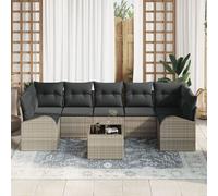 Ensemble De Canapé De Jardin 8 Pièces Vidaxl Avec Coussins Gris Clair En Poly Rotin, Sofa De Jardin 2 Places Vidaxl Avec Rangement Et Coussins Gris Clair En Poly Rotin