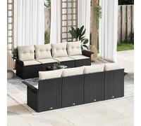 vidaXL Ensemble de canapé de Jardin 9 pièces avec Coussins Noir Rattan Poly