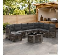vidaXL Ensemble de canapé de Jardin 9 pc Noir polyrotin