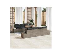 Ensemble de canapé de jardin 9 pcs Gris Poly rotin, Canapé modulable pour jardin et terrasse, grand espace 3358673