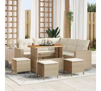 Ensemble De Canapé De Jardin 9 Pièces Avec Coussins Beige Poly Rotin Acacia Vidaxl, Ensemble Salle À Manger Jardin 4 Pièces Avec Coussins Beige Poly Rotin Acacia Vidaxl