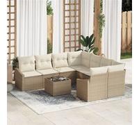 Vidaxl Ensemble De Canapé De Jardin 9 Pièces Avec Coussins Beige Rotin Synthétique Beige