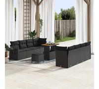 vidaXL Ensemble de canapés de jardin modulable 11 pièces Poly rotin Acacia avec coussins Beige