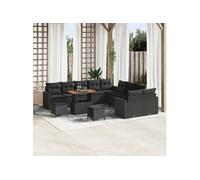 vidaXL Ensemble de canapés de jardin 13 pcs noir poly rotin