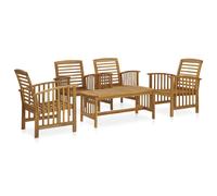 vidaXL Ensemble de canapés de jardin 5 pièces en bois d'acacia massif Marron