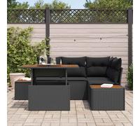 vidaXL Ensemble de canapés de jardin 5 pcs polyrotin canapé 2 places avec rangement coussins beige