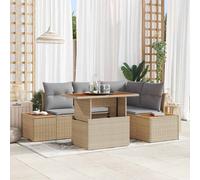 vidaXL Ensemble de canapés de jardin 5 pcs polyrotin canapé 2 places avec rangement coussins beige