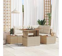 vidaXL Salon de jardin 5 pièces avec coussins Beige/Gris 100 x 55 x 73 cm