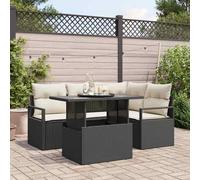 Vidaxl Ensemble De Canapés De Jardin 5 Pièces Avec Coussins Beige Poly Rattan, Vidaxl Canapé De Jardin 2 Places Avec Rangement & Coussins Beige Poly Rattan