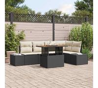 Vidaxl Ensemble De Sofa De Jardin 6 Pièces Avec Coussins Noir Poly Rotin Noir