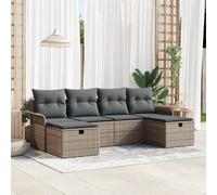 vidaXL Ensemble de canapé de jardin 6 pièces avec coussins en polyrotin noir