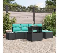 vidaXL Ensemble de canapé de Jardin 6 pc Noir polyrotin | Facile à modifier pour s'adapter à différents espaces , Coussins doux et amovibles pour te relaxer , Fait en poly rotin