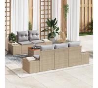 Ensemble de canapé de jardin avec coussin 6 pcs polyrotin en acacia vidaXL vidaX