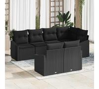 vidaXL – Ensemble de jardin 7 pièces en rotin synthétique avec coussins gris