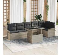 vidaXL Ensemble de canapé de jardin 7 pièces en polyrotin avec coussins gris clair