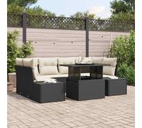 vidaXL - Ensemble de canapé de jardin 7 pièces - Rotin beige - avec coussins