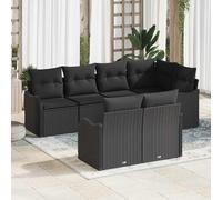 Ensemble De Canapés De Jardin Vidaxl 7 Pièces Avec Coussins Gris En Poly Rotin, Canapé De Jardin Vidaxl 2 Places Avec Rangement Et Coussins Gris En Poly Rotin