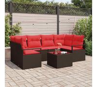 vidaXL Ensemble de canapé de Jardin 7 pcs Beige et Rouge polyrotin, Canapé modulable Moderne, léger et Durable, résistant aux UV, Parfait pour Jardin et terrasse, Options Confortables