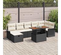 vidaXL Ensemble de canapé de jardin avec coussins 8 pcs noir Poly rotin