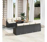 vidaXL Ensemble canapé de jardin 8 pièces rotin poly noir avec coussins