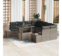 Vidaxl Ensemble De Canapé De Jardin 9 Pièces Avec Coussins En Rotin Poly Noir Noir