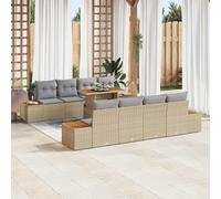 vidaXL Salon de jardin avec coussins 9 pcs Beige, Gris 100 x 55 x 73 cm