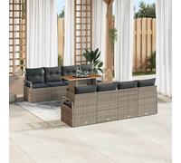 Canapé de Jardin vidaXL 9 Pièces avec Coussins Rattan Poly Gris Acacia 3349684 Gris G