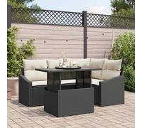 vidaXL Ensemble de canapé de jardin avec coussins 5 pcs Beige, Crème 100 x 55 x 73 cm