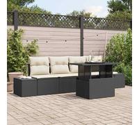 vidaXL Ensemble de canapé de jardin 5 pièces avec coussins poly rattan Noir